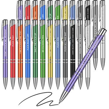 Imagem de 24 canetas esferográficas engraçadas para escritório, canetas divertidas de tinta preta, canetas desmotivacionais, trabalho com sucção, canetas isolantes, queixas negativas passivas para colegas de trabalho, cores vibrantes