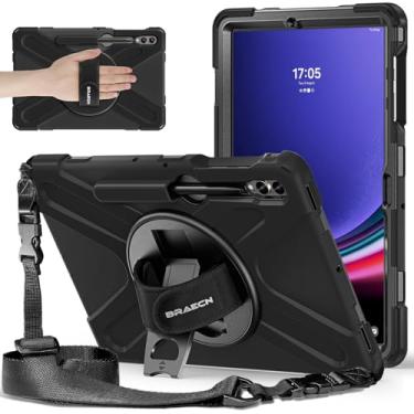 Imagem de BRAECNstock Capa para tablet Samsung Galaxy Tab S10+ Plus/S9 FE+ Plus/S9+ Plus/S8+ Plus/ S7 FE/ S7+ Plus 5G Capa protetora à prova de choque de 12,4 polegadas com suporte giratório para caneta e alça