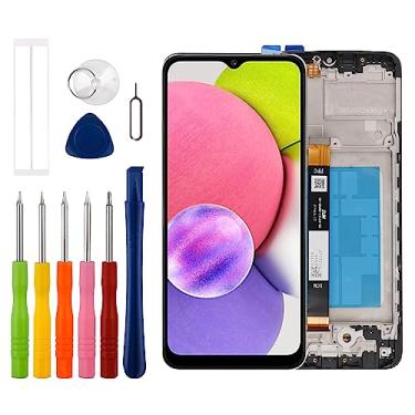 Imagem de [Novo] [com moldura] Duotipa LCD Display Touch Screen Digitalizador Substituição para Samsung Galaxy A03S A037U SM-A037U A037U A037U1 6,5 polegadas com kit de ferramentas de reparo técnico - Preto