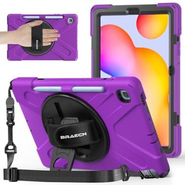 Imagem de BRAECNstock Capa para Samsung Galaxy Tab S6 Lite 10,4 polegadas 2024/2022/2020 (SM-P620/P610/P619) Capa protetora infantil à prova de choque com suporte giratório e alça de mão para caneta para Tab S6