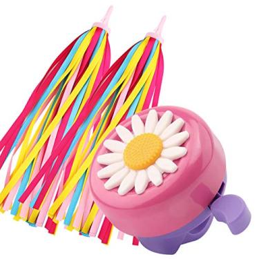 Imagem de Sino infantil de bicicleta Paliston, sino de bicicleta para meninas, bicicleta com chifre, sinos de bicicleta para crianças, Streamers with A1 Pink Purple
