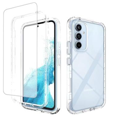 Imagem de Zoeirc Capinha de Celular Capa para Galaxy A54 5G, Samsung A54 5G SM-A546U com protetor de tela de vidro temperado, capa macia 360 de corpo inteiro, à prova de choque, híbrida, transparente