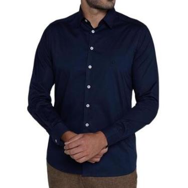 Imagem de Camisa Masculina Dudalina ML Tricoline Azul Marinho - 53010-Masculino