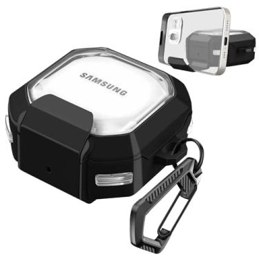 Imagem de U. EHome Capa transparente de bloqueio seguro para Samsung Galaxy Buds FE/Galaxy Buds 2 Pro/Galaxy Buds Pro/Galaxy Buds Live, capa rígida de TPU Galaxy Buds Live acessórios com chaveiro que funciona