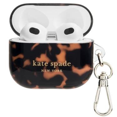 Imagem de Kate Spade New York Capa protetora para AirPods com chaveiro - carapaça de tartaruga, compatível com AirPods de 3ª geração