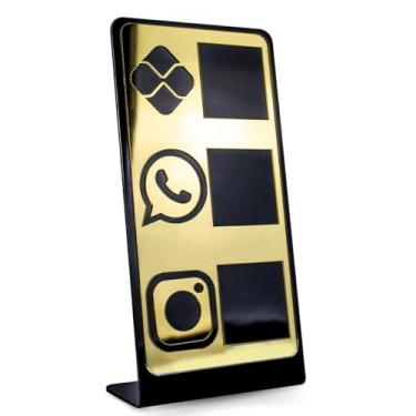 Imagem de Placa Porta QR Code Vertical Pix WhatsApp Instagram Preto (Preto e Dourado)