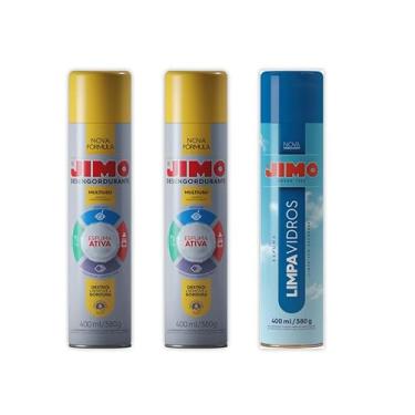Imagem de Kit 2 Jimo Desengordurante Multiuso 400ml + 1 Jimo Limpa Vidros 400ml