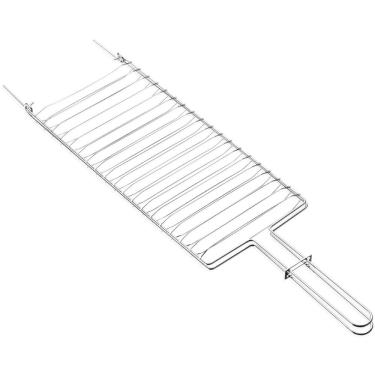 Imagem de Grelha Dupla em Aço Inox Abre e Fecha para Churrasqueira Churrasco Tramontina 31x18cm