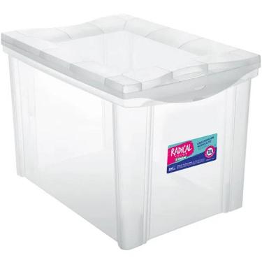 Imagem de Caixa Organizadora Plástica Alta 30L Transparente Ordene Radical Color Organize Brinquedos Closet