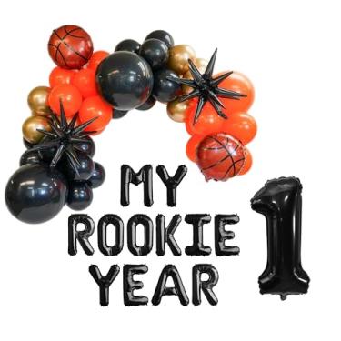 Imagem de 100% LIKED-My Rookie Year, First Year Down Basketball Birthday Party Decorations With My Rookie Year Balloons, 40in 1 & 4ft Garland for 1st Birthday|Baby Shower|Sport Theme Party Decor