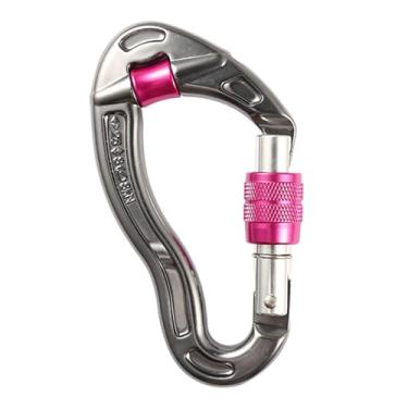 Imagem de menolana Mosquetão de escalada, equipamento com clipe de mosquetão, grande montanhismo, para escalada de montanha, rede ao ar livre, Rosa vermelha
