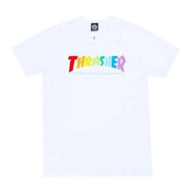 Imagem de Camiseta Masculina Thrasher Rainbow Mag - BRANCO / XG-Masculino