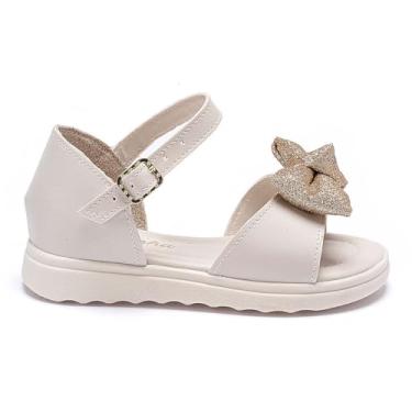 Imagem de Sandália Feminina Infantil Menina Bebê Tininha Laço com Glitter Escolar (Off White, BR, Criança de 1 a 3 anos, Numérico, 21)