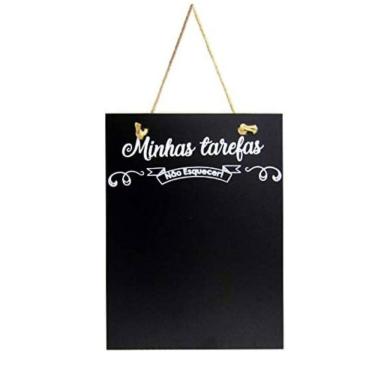 Imagem de Quadro Placa Porta Recado Negro De Madeira 36cm