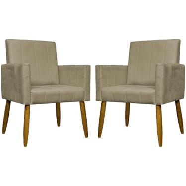Imagem de Kit 2 Poltronas Para Sala Decorativas Mari Cadeiras Reforçadas Para Recepção Manicure Sala De Espera Consultório Escritório Confortável Pés Palito Suede Nude - Clique e Decore