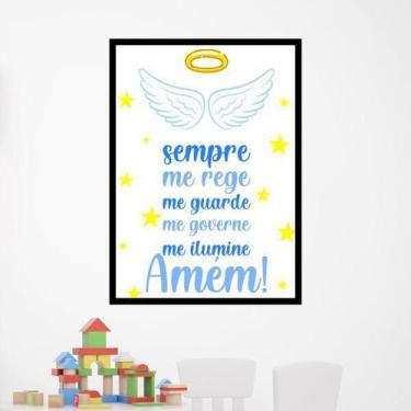 Imagem de Quadro Decorativo Oração - Anjo Da Guarda Azul - Quadros On-Line