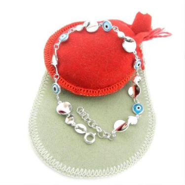 Imagem de Pulseira Feminina 16/19cm Olho Grego Folheada Prata Pl393 - Wnbijouter