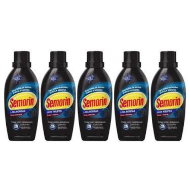 Imagem de Lava Roupas Pretas Semorin Sabão Detergente Líquido Kit 5, Sabão Lava 