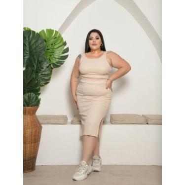 Imagem de Conjunto Plus Size Saia Lápis Midi e Blusa Aberta nas Costas - luh may
