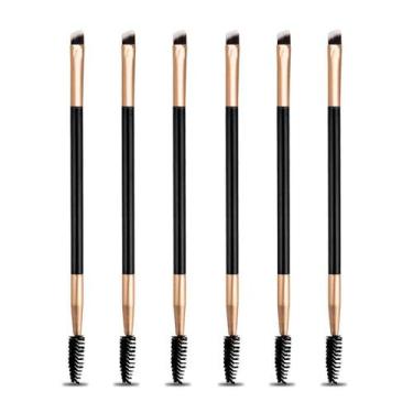 Imagem de Kit 6 Pincéis Duplo Ponta Chanfrada E Escovinha Sobrancelha - Arte Sed