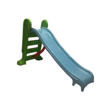 Imagem de Escorregador médio infantil com 3 degraus verde c/ azul claro super di
