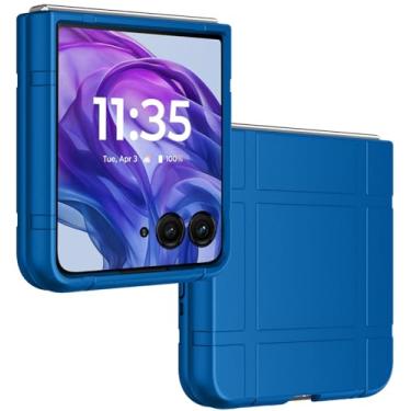 Imagem de Capa para Motorola RAZR+ 2024, capa protetora rígida fina Nakedcellphone [anti-impressão digital, aderência de textura] para celular Moto RAZR Plus '24 Flip (RAZR 50 Ultra) - Azul cobalto