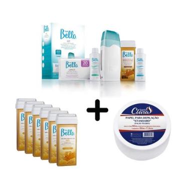 Imagem de Kit Depilação + 6 Ceras Refil Depil Bella + Papel Perlon