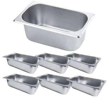Imagem de Kit 6 Cuba Gastronômica Inox GN 1/4X100 Cozinha Restaurante - Losan
