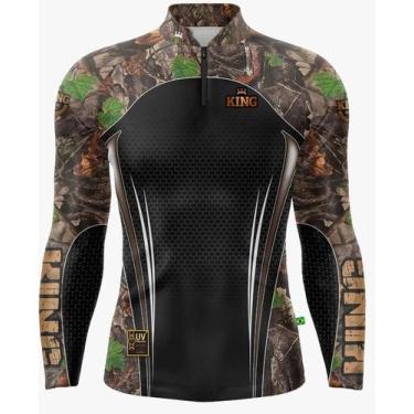 Imagem de Camiseta De Pesca King Proteção Solar Uv KFF69 New - Camuflada Folhage