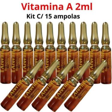 Imagem de Tratamento Capilar Vitamina A Arovitel 2ml Kit C/ 15 Ampolas