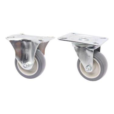 Imagem de (5pçs) Rodizio Placa Roda 3pol. Pvc (3 Giratorio + 2 Fixo) - RODILINE