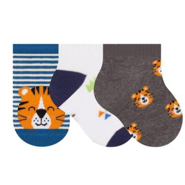 Imagem de 3 Pares De Meia Lisa Selene Infantil Kids Cano Baixo Para Crianças, Az