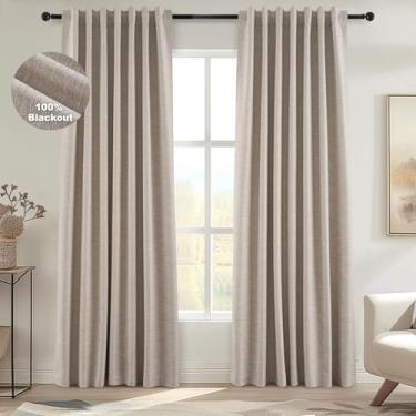 Imagem de Topfinel Cortinas blackout personalizadas de linho cinza-acastanhado de 2,44 cm, cortin...