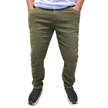 Imagem de calça masculina preta varias cores basica sarja c/elastano jeans skinn