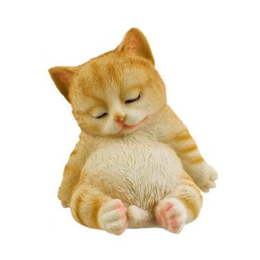 Imagem de Gato Filhote Fofo Sentado Dormindo 13cm - Enfeite Decorativo Resina - 