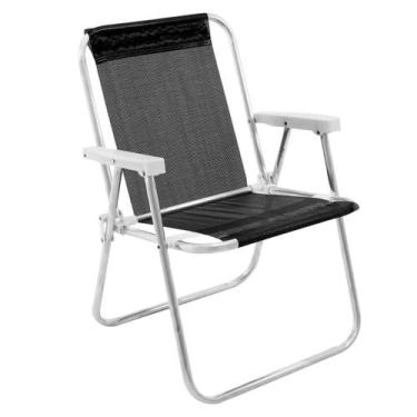Imagem de Cadeira de Praia Alta Preta Mormaii Lazy em Alumínio com Poliéster Sup