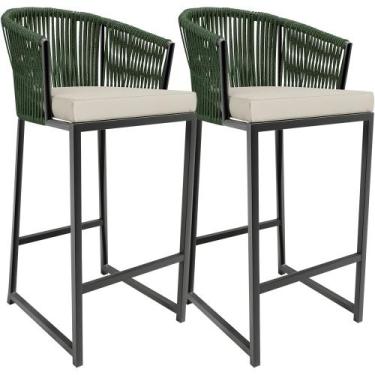 Imagem de Kit 02 Banqueta Para Área Gourmet Cozinha Varanda Corda Náutica Sunset