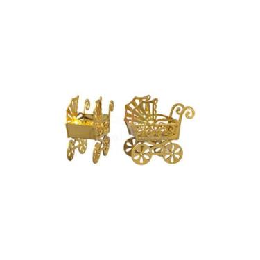 Imagem de Lembrancinha Carrinho de Bebê Dourado - 12 Unidades - Comercial Global