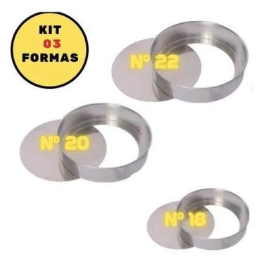 Imagem de Formas Bolo E Tortas Fundo Falso Kit 03 Nº 18 20 E 22 - richialuminios