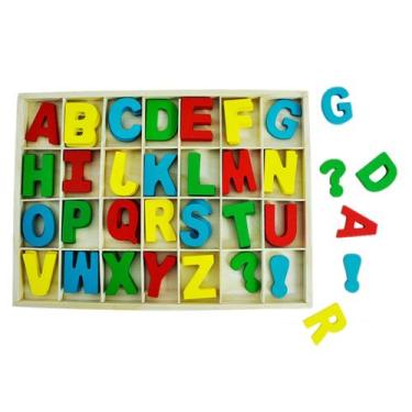 Imagem de Brinquedo Alfabeto Didático Tabuleiro Madeira Letras E Cores - DM TOYS