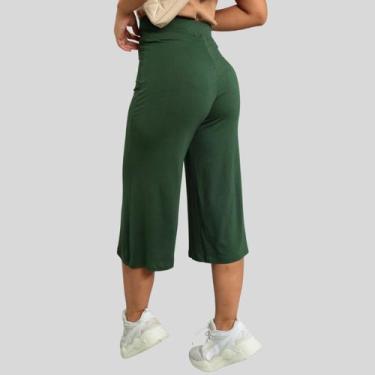 Imagem de Calça Pantacourt Feminina Lisa Verde - MAYARA MANZANO, Verde, GG