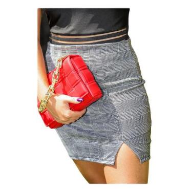 Imagem de Saia Curta Justa Fenda Xadrez Tendência Verão Inverno - EUC STORE, G |