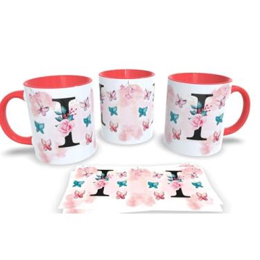 Imagem de Caneca Vermelha de Porcelana Personalizadas Alfabeto iniciais Nomes (I)