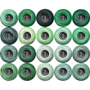 Imagem de Linha de crochê macia, 20 cores, pacote com 20, verde pistache gradiente