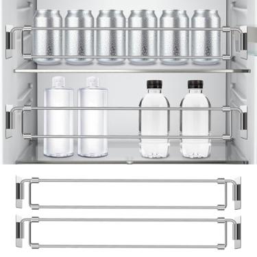 Imagem de WIBOND Barras duplas de geladeira RV, hastes de tensão de geladeira de 31,5 a 57,5 cm antiderrapantes ajustáveis de aço inoxidável, estabilizadores de alimentos e bebidas para geladeira RV evitam