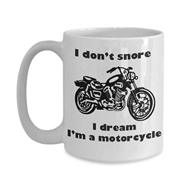 Imagem de Caneca de café branca I Don't Snore I Dream I'm a Motorcycle Novidade, copo de motocicleta para motociclista, pai, irmão, avô, tio, homens, amante do triunfo