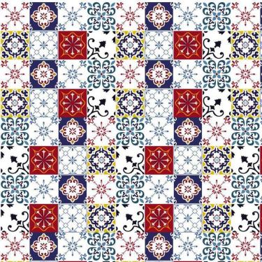Imagem de Papel De Parede Azulejo Vermelho E Azul Cozinha Lavatório