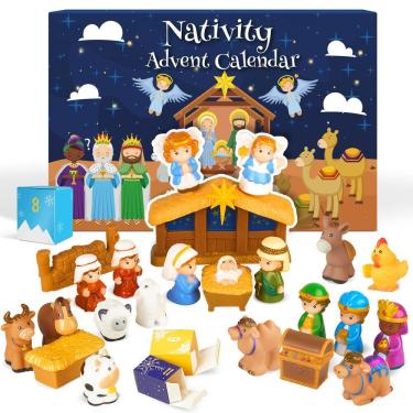 Imagem de Calendário do Advento COOLTUNE Nativity Playset 2024 para crianças