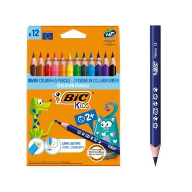 Imagem de BIC Lápis de cor triângulo de evolução infantil, ideal para crianças pequenas a partir de 2 anos, lápis BIC extra resistentes, material escolar, pacote com 12