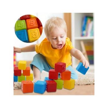 Imagem de Cubos Coloridos Empilhaveis Educativo Bloco de Números Animais 0 ao 9 